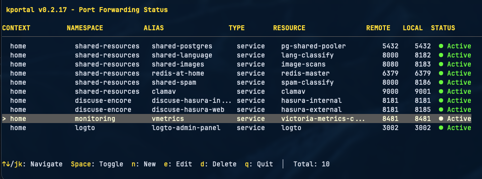 kportal terminal interface